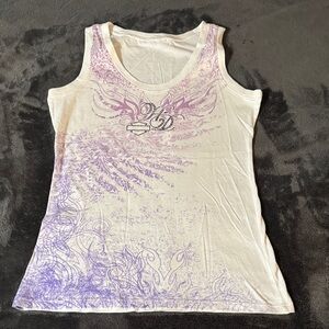 Harley-Davidson White and Purple Graphic Tank Top